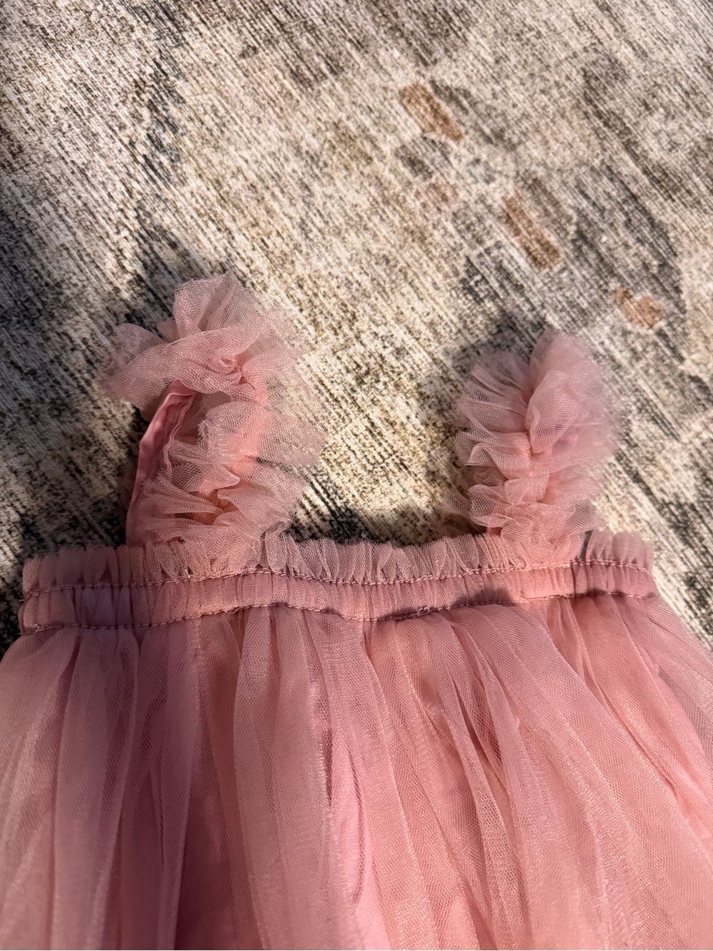 Dusty Rose Tulle Ruffle Strap Dress - Picture 2 of 5